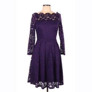 MISSMAY Womens Large Purple Lace‎ Midi Formal Party Cocktail Dress NEW